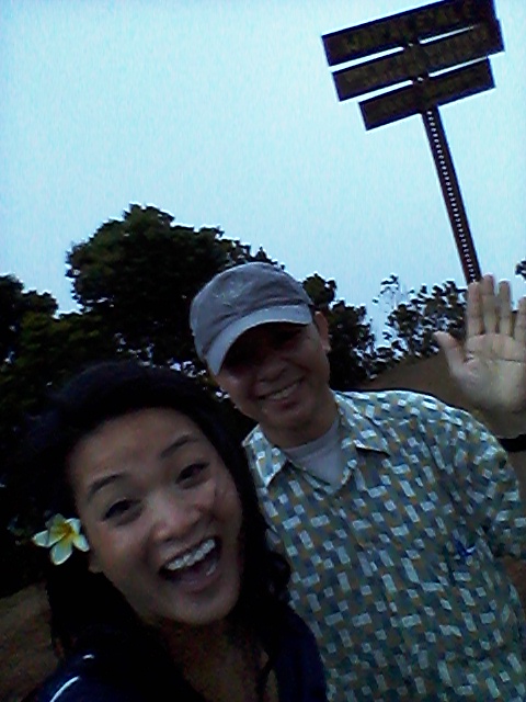 Taking selfies at 5,148 feet at the Pu'u O Kila Lookout